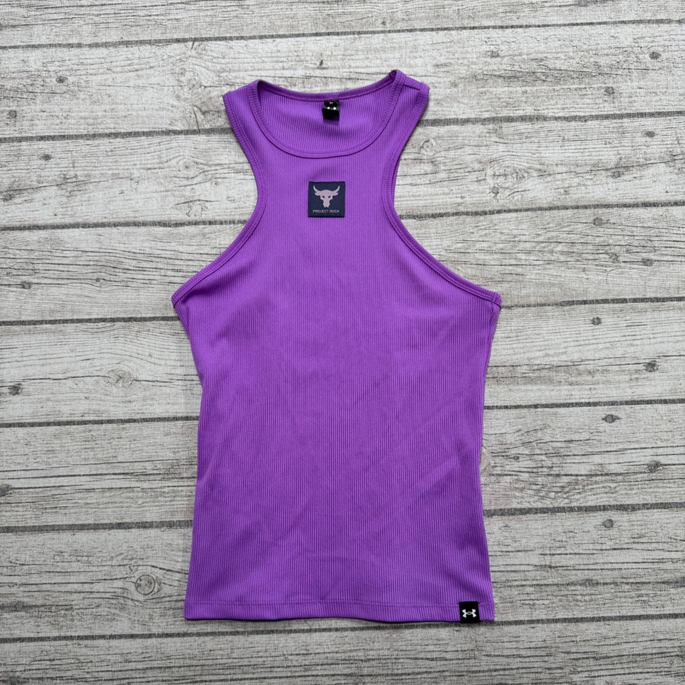 Under Armour Tank Top Women's Small Purple Ribbed Project Rock Athletic Training
